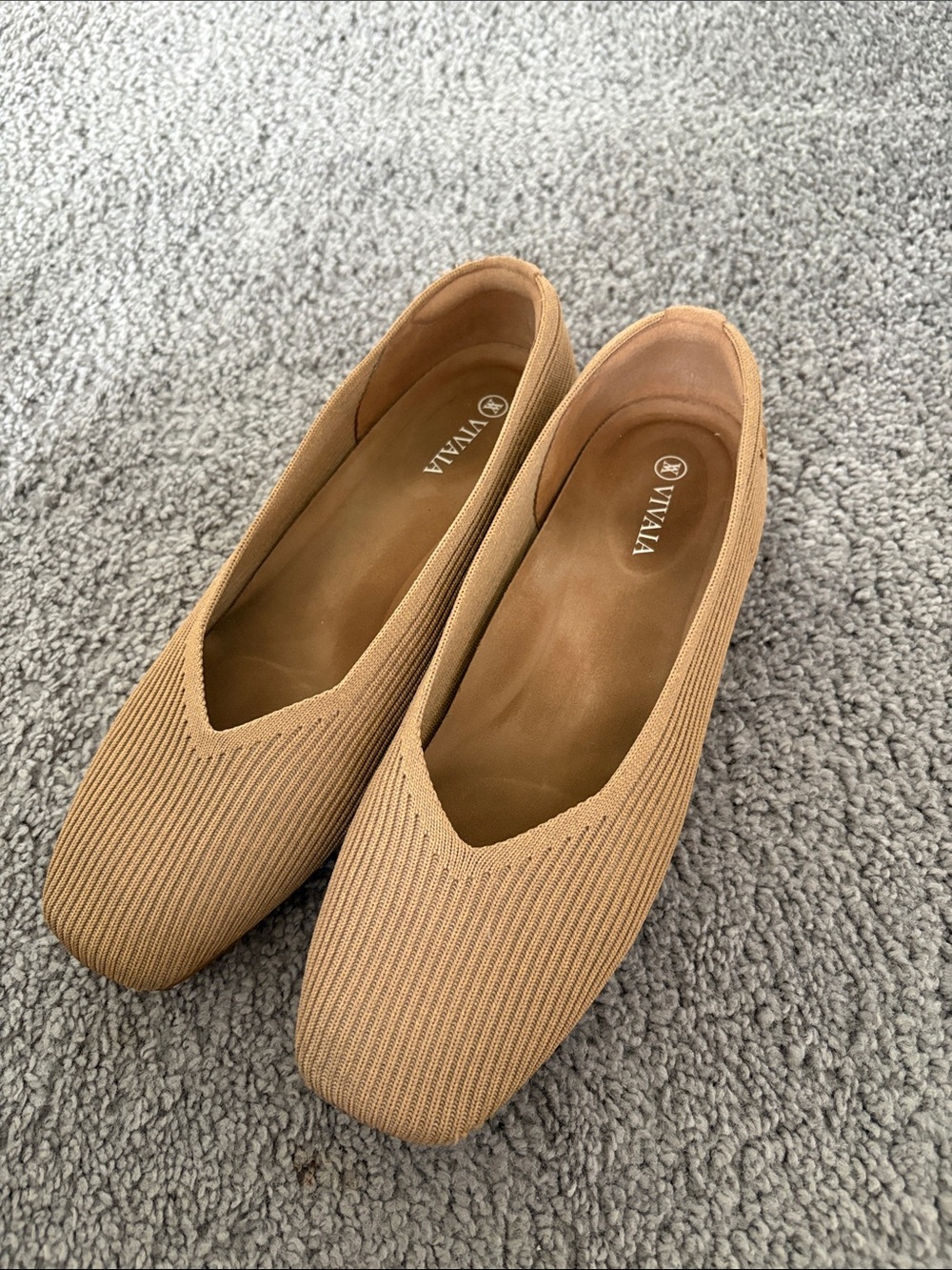 Vivaia Margot 2.0 flats in a tan knit